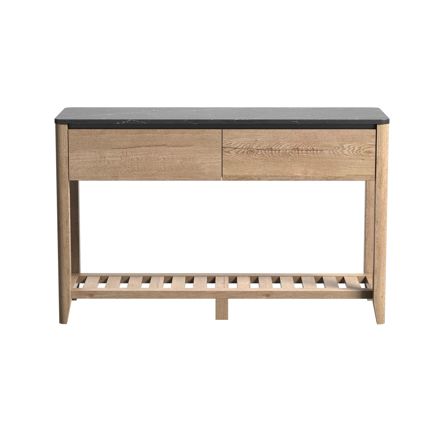 Melysen 47 Inch Modern Farmhouse Double Drawers Console Table for Living Room or Entryway