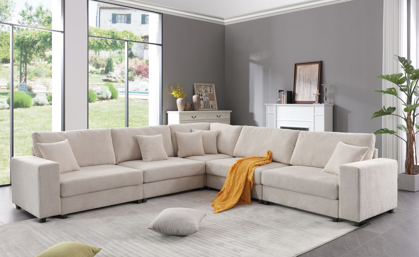 Melysen Oversized  Length117.2"*Width 117.2" Modular Sectional Sofa Couches Set ,Corduroy Upholstered Deep Seat Comfy Sofa For Living Room