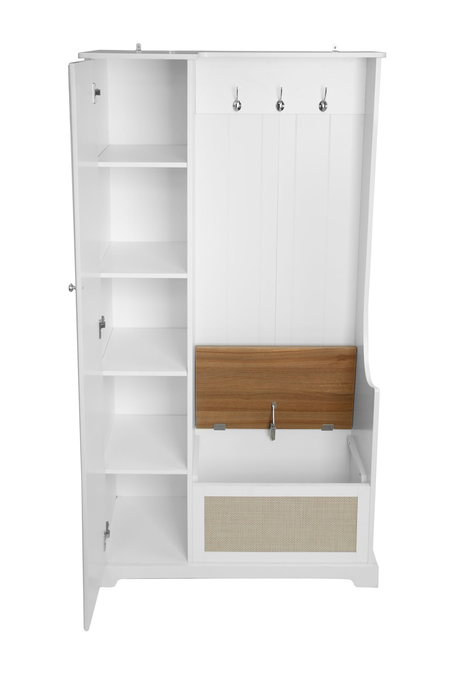 Melysen Hall Tree with Bench, Storage Cabinet