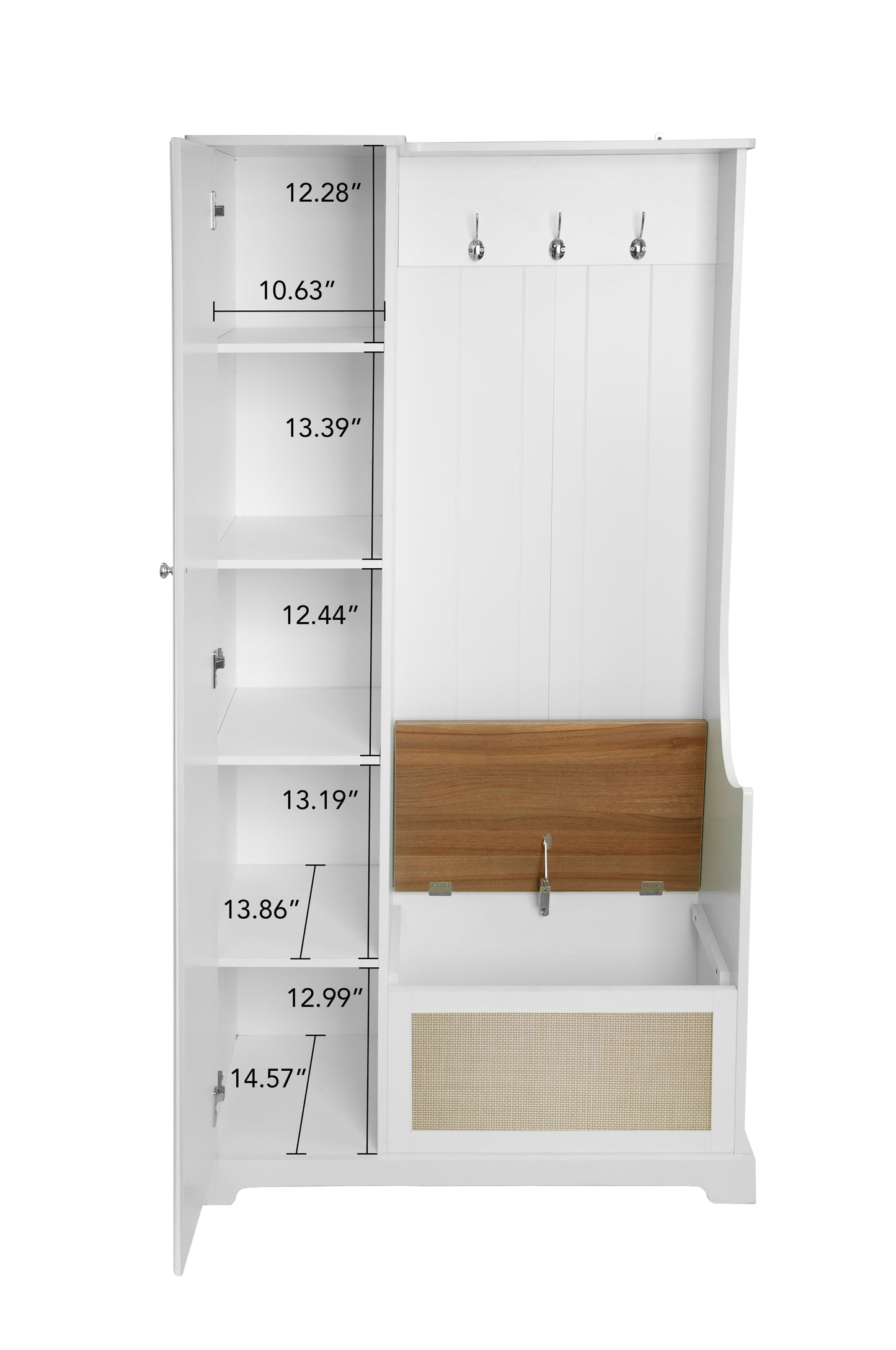 Melysen Hall Tree with Bench, Storage Cabinet