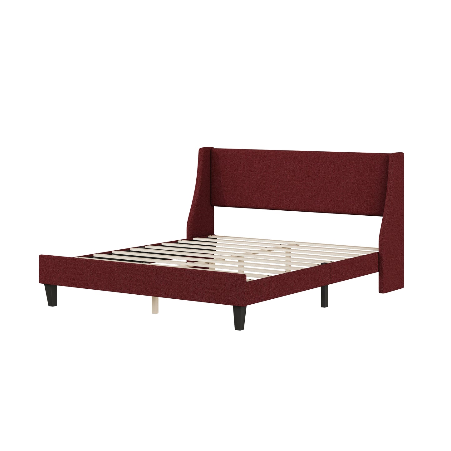 Melysen Bedframe Upholstered Bed Frame Platform,Red