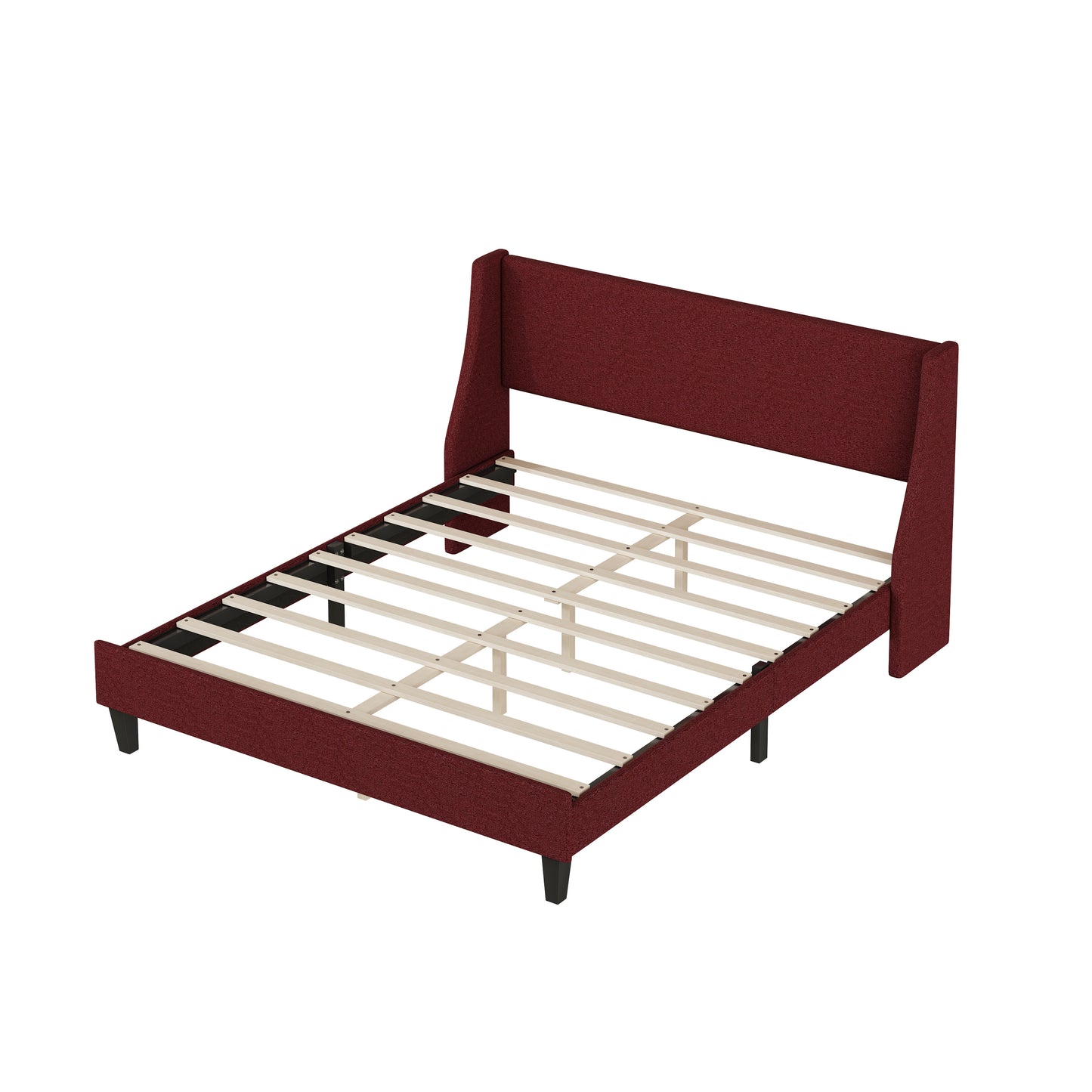 Melysen Bedframe Upholstered Bed Frame Platform,Red