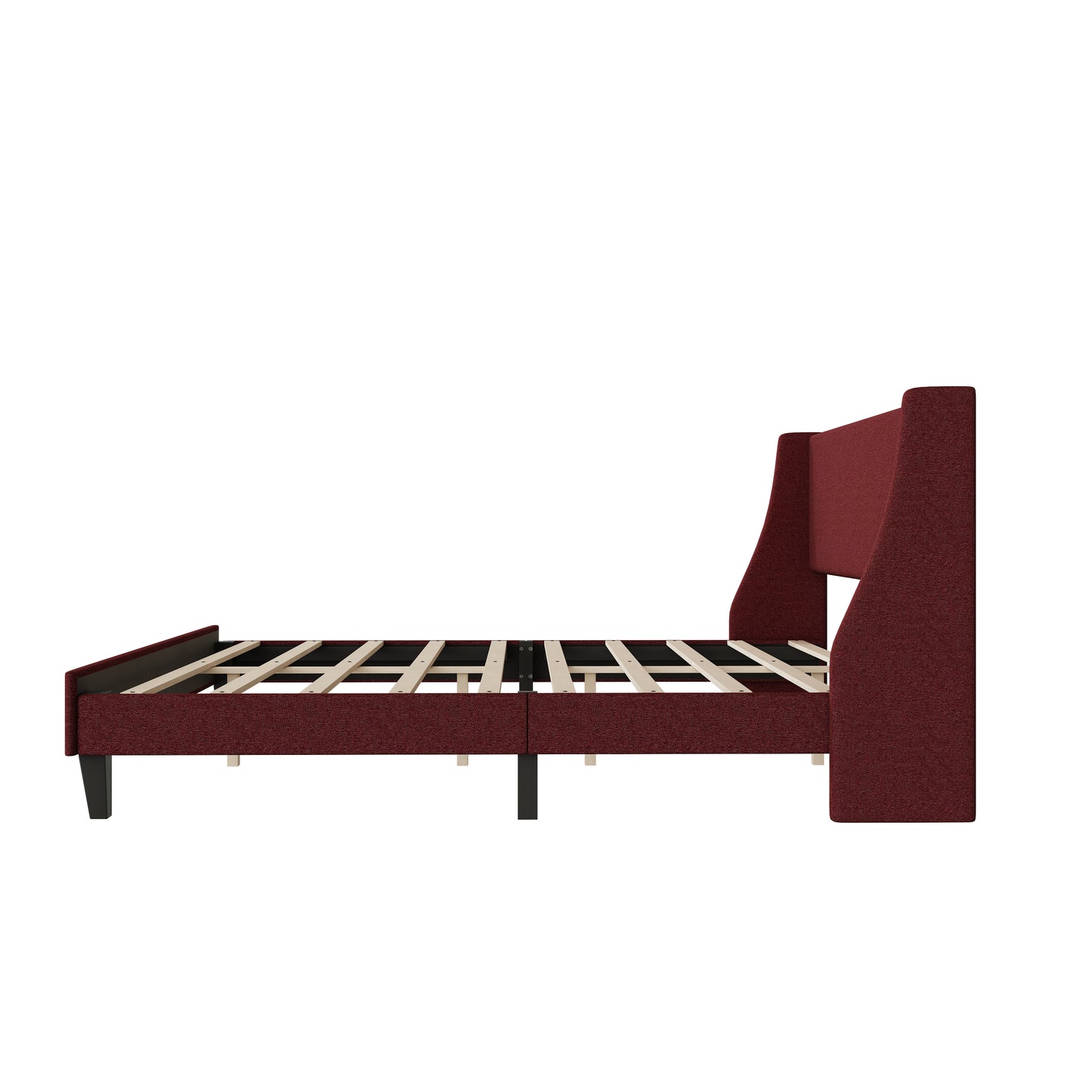 Melysen Bedframe Upholstered Bed Frame Platform,Red