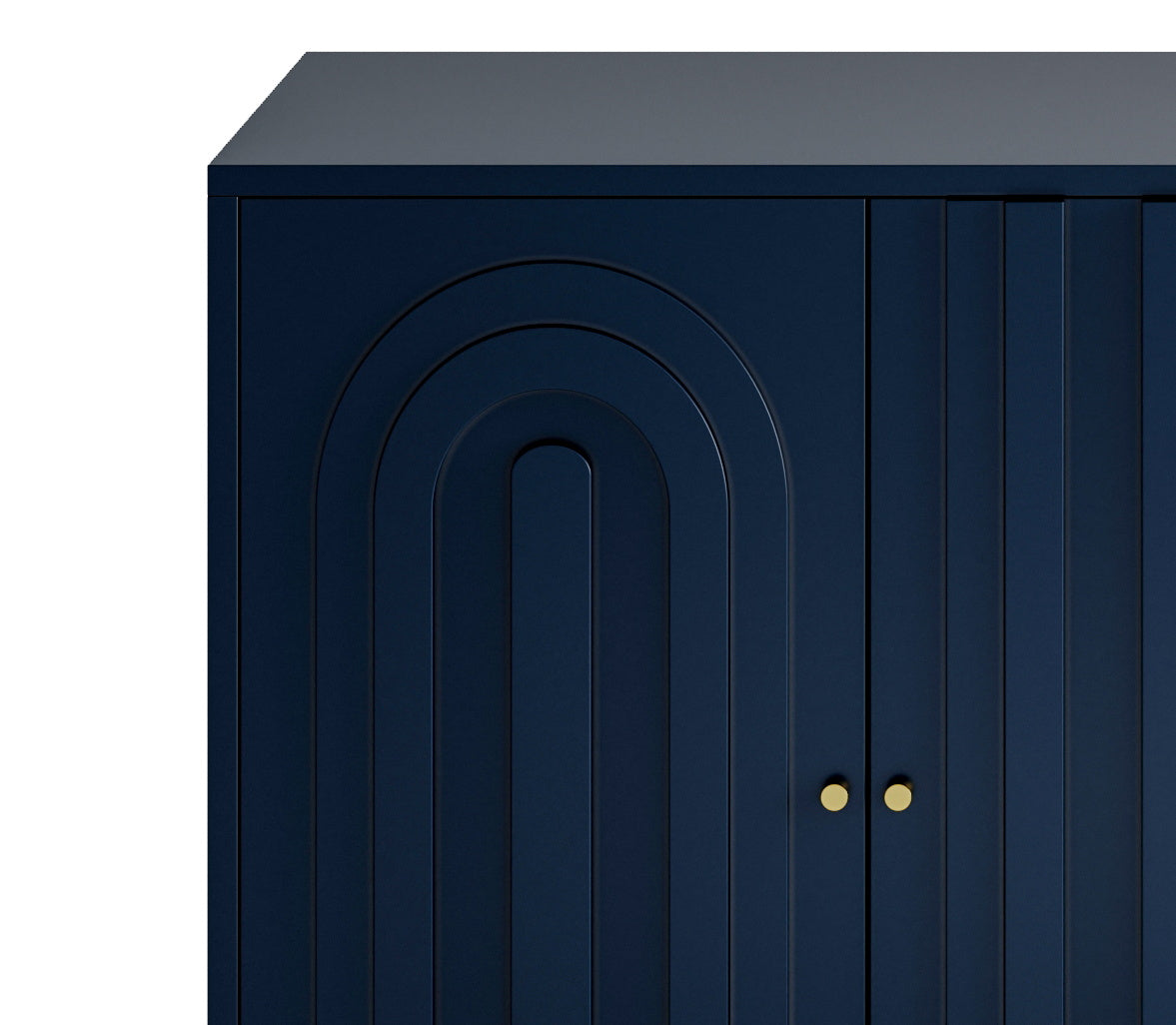 Melysen Modern Blue Lacquered 4 Door Wooden Cabinet Sideboard Buffet Server Cabinet Storage Cabinet,Dark Blue