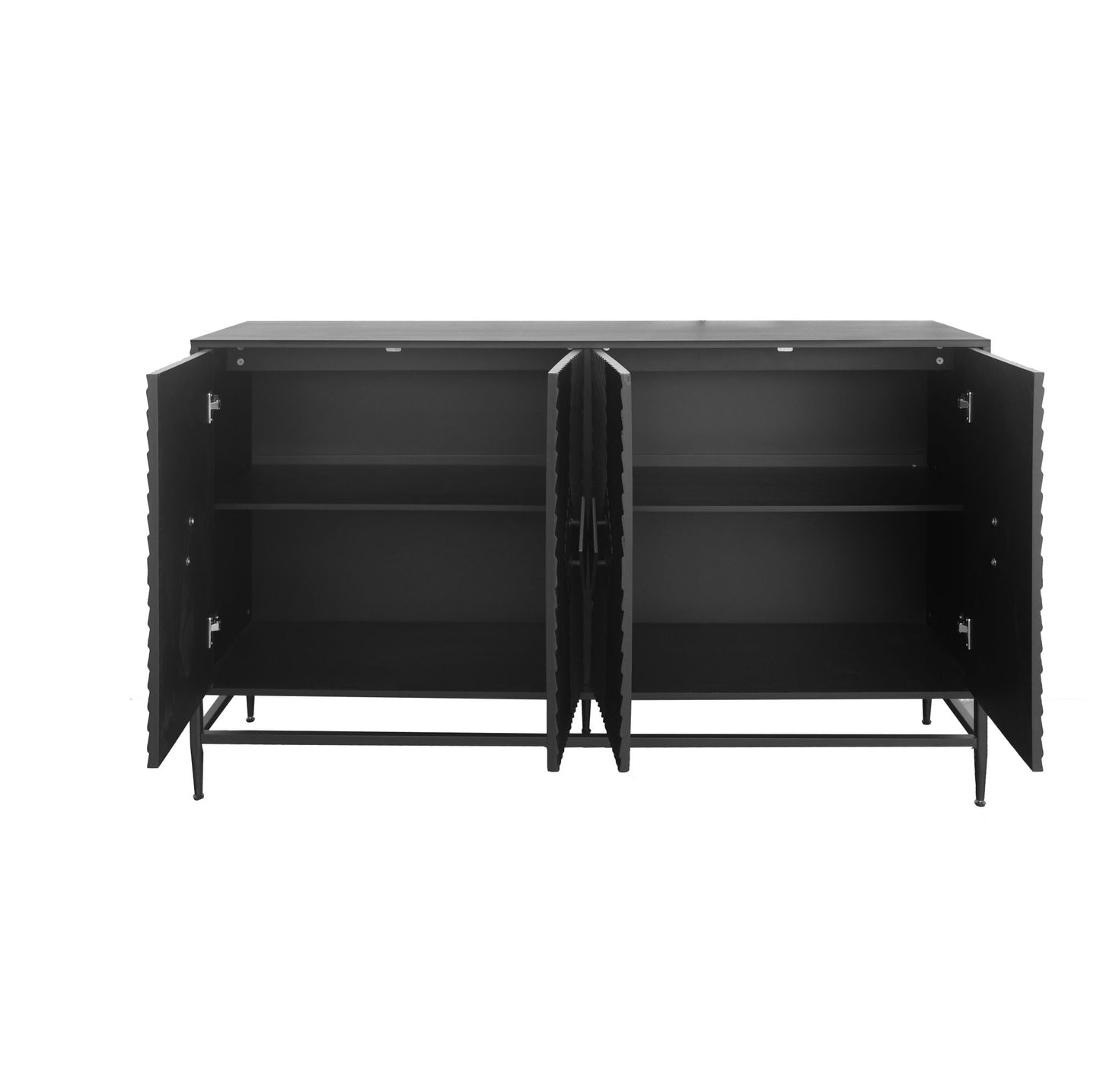 Melysen Accent Black Lacquered 4 Door Wooden Cabinet Sideboard Buffet Server Cabinet Storage Cabinet,Black