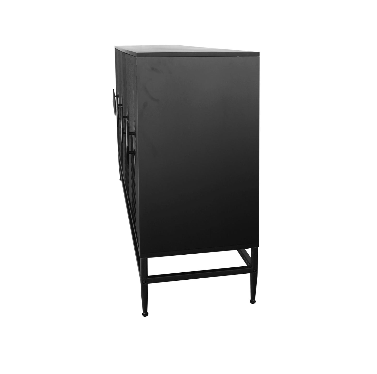 Melysen Accent Black Lacquered 4 Door Wooden Cabinet Sideboard Buffet Server Cabinet Storage Cabinet,Black