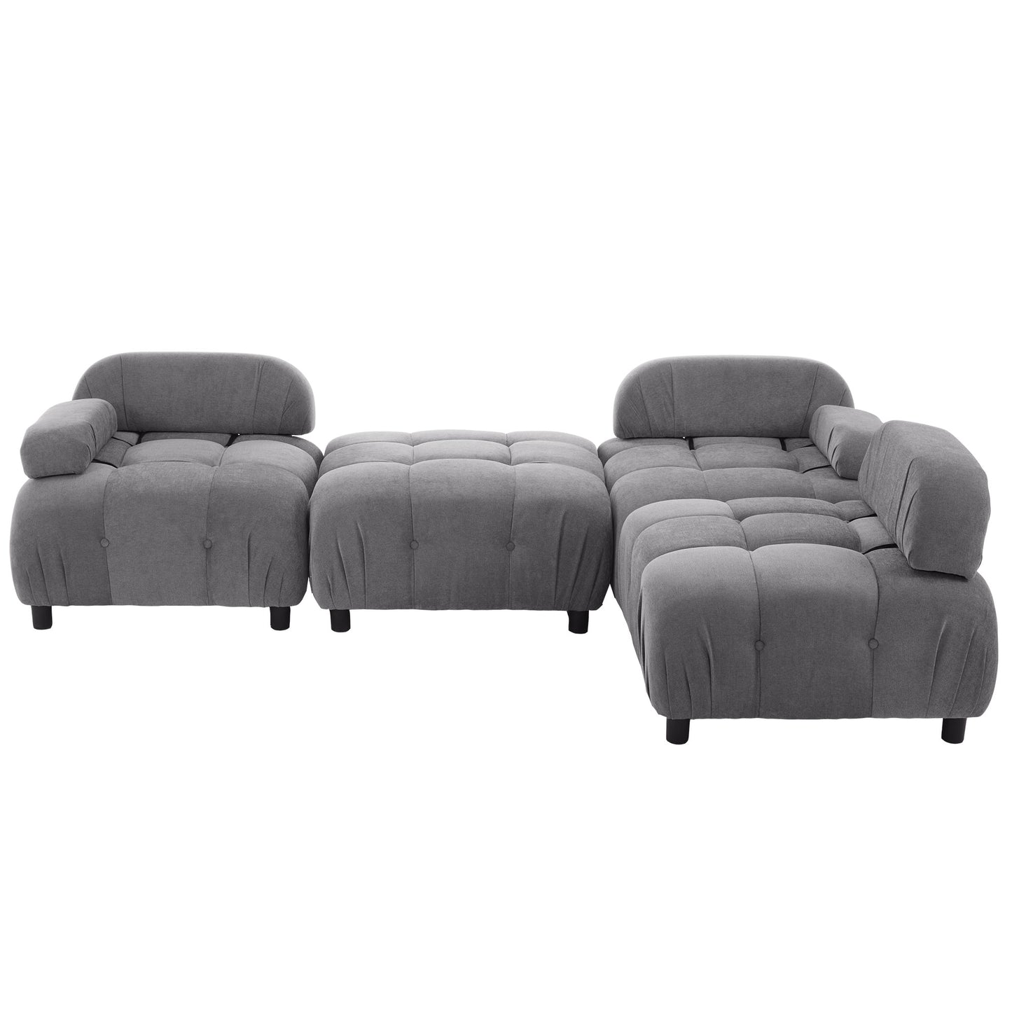 Melysen 96" Modular Convertible Sectional Sofa, Dark Grey Polyester