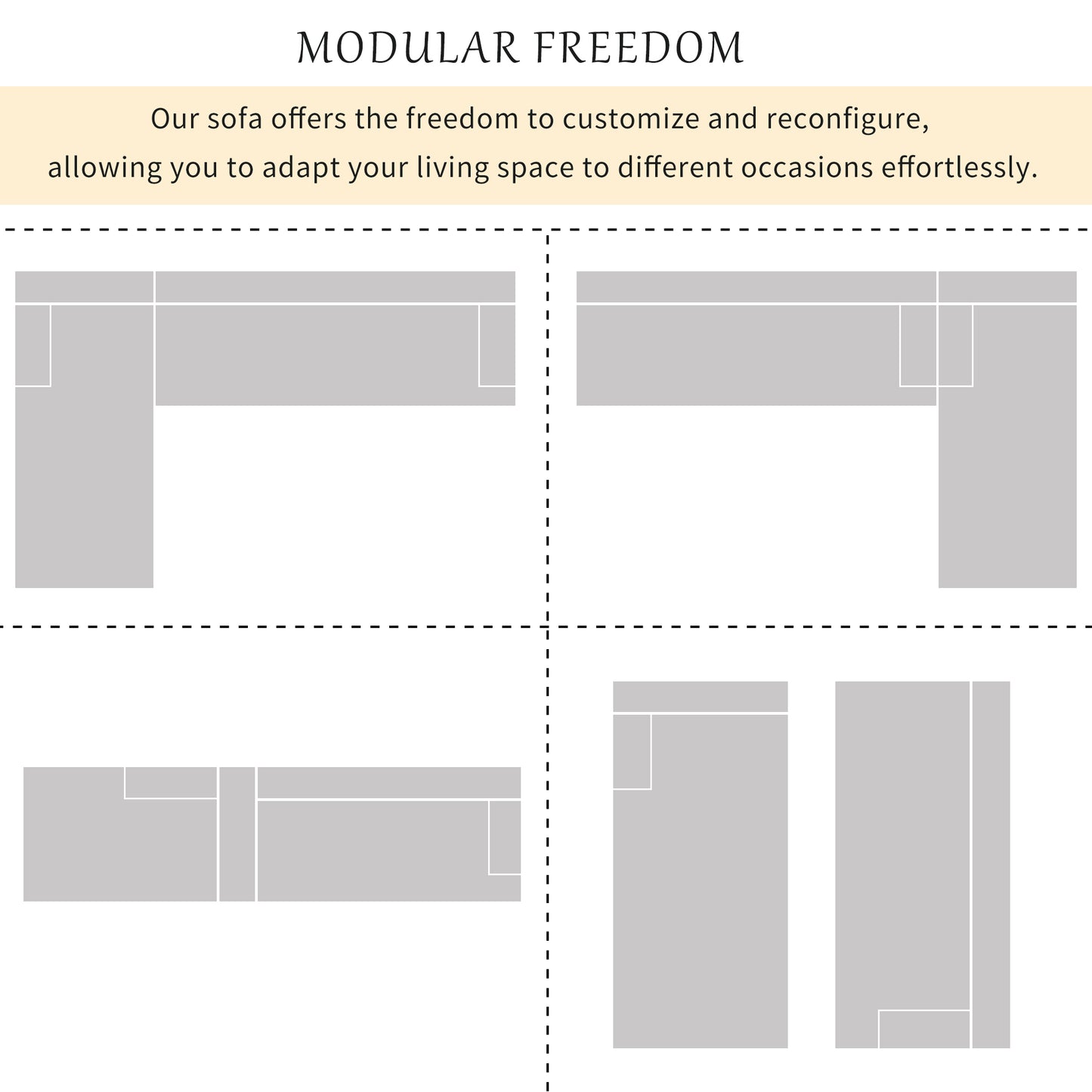 Melysen Modern Large L-Shape Modular Sectional Sofa for Living Room,Bedroom,Salon,2Piece Free Combination,Simplified Style