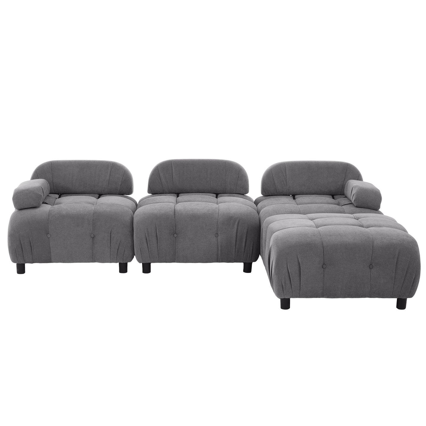 Melysen 96" Modular Convertible Sectional Sofa, Dark Grey Polyester