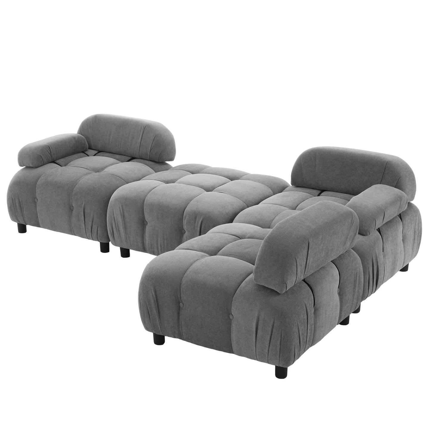 Melysen 96" Modular Convertible Sectional Sofa, Dark Grey Polyester