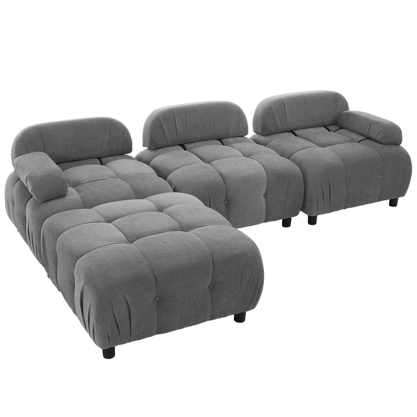 Melysen 96" Modular Convertible Sectional Sofa, Dark Grey Polyester