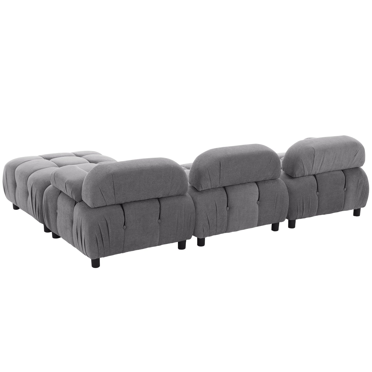 Melysen 96" Modular Convertible Sectional Sofa, Dark Grey Polyester