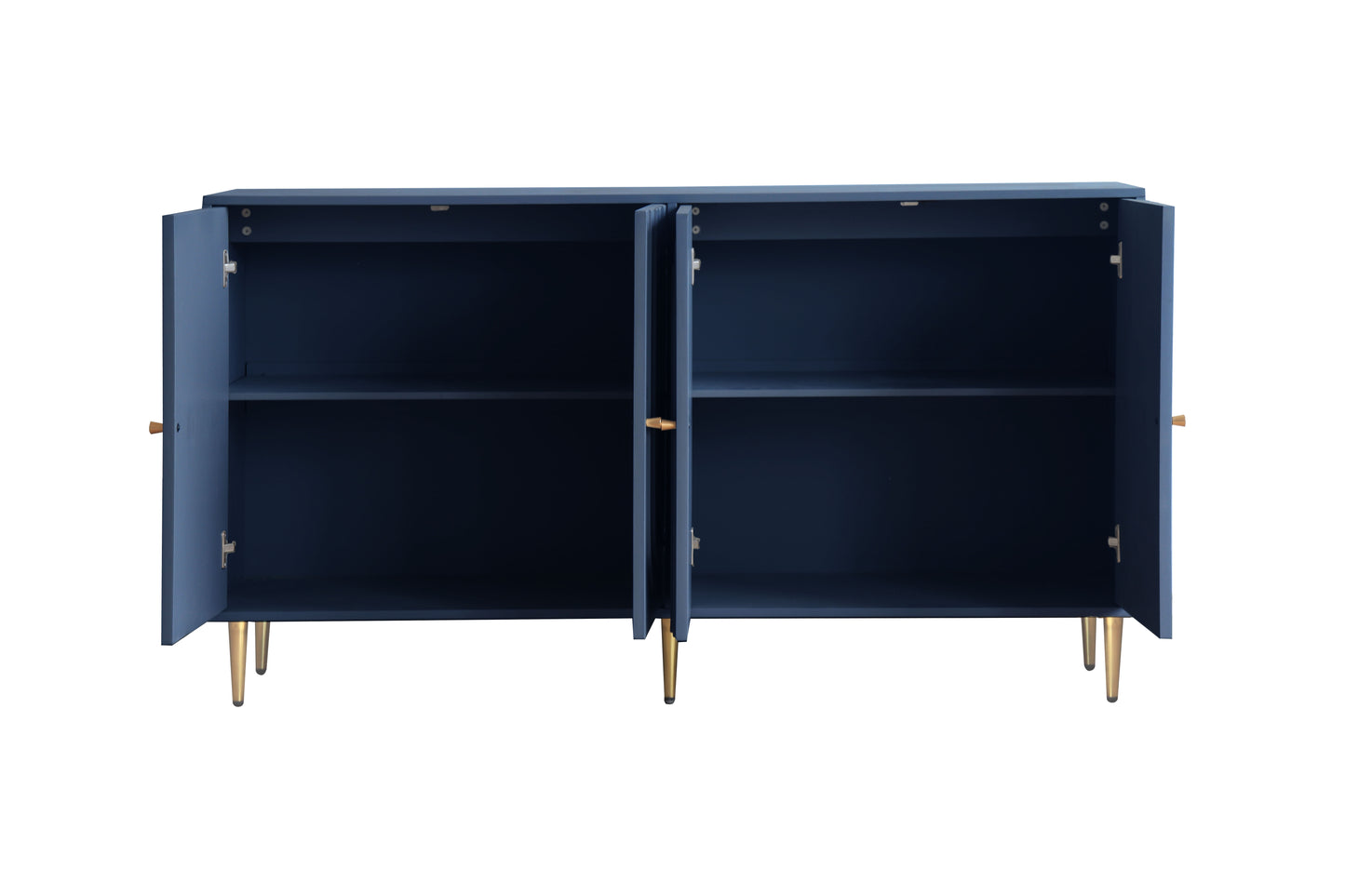 Melysen Modern Blue Lacquered 4 Door Wooden Cabinet Sideboard Buffet Server Cabinet Storage Cabinet,Dark Blue