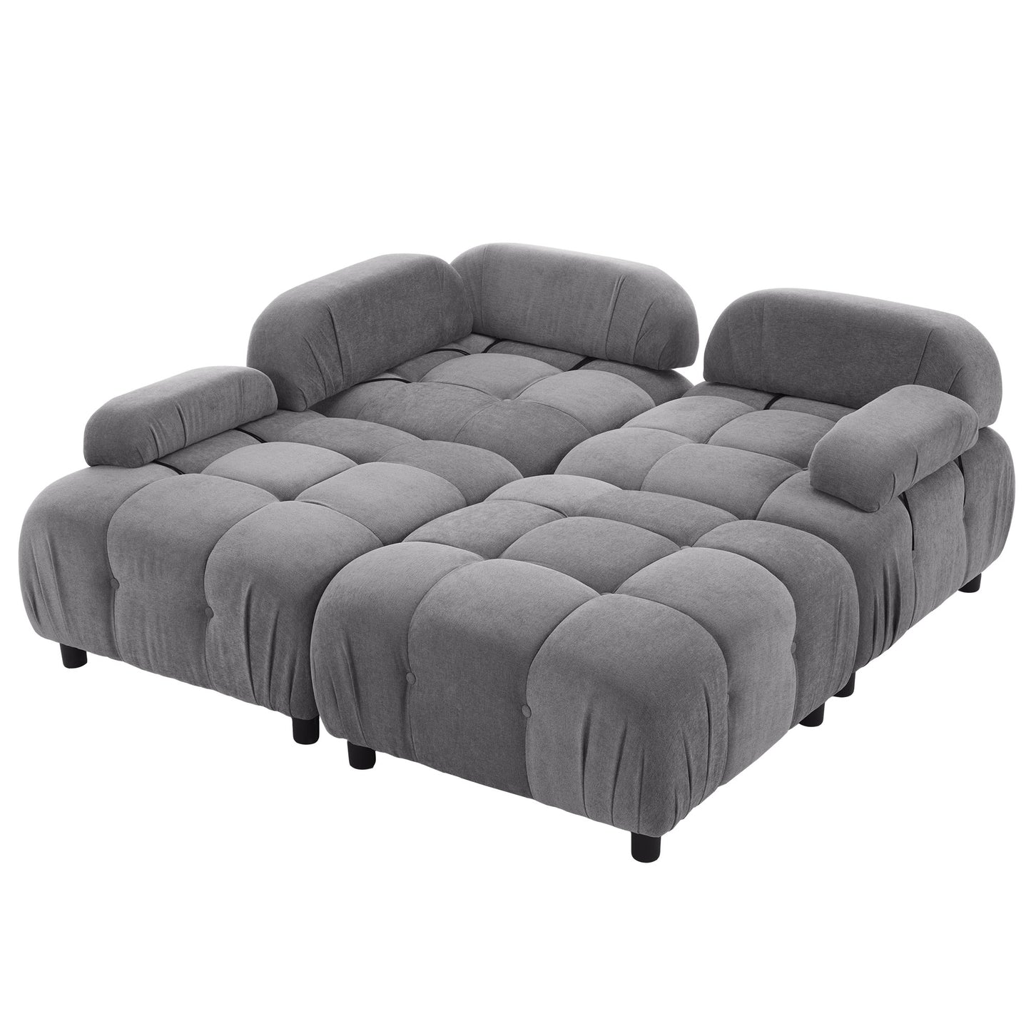 Melysen 96" Modular Convertible Sectional Sofa, Dark Grey Polyester