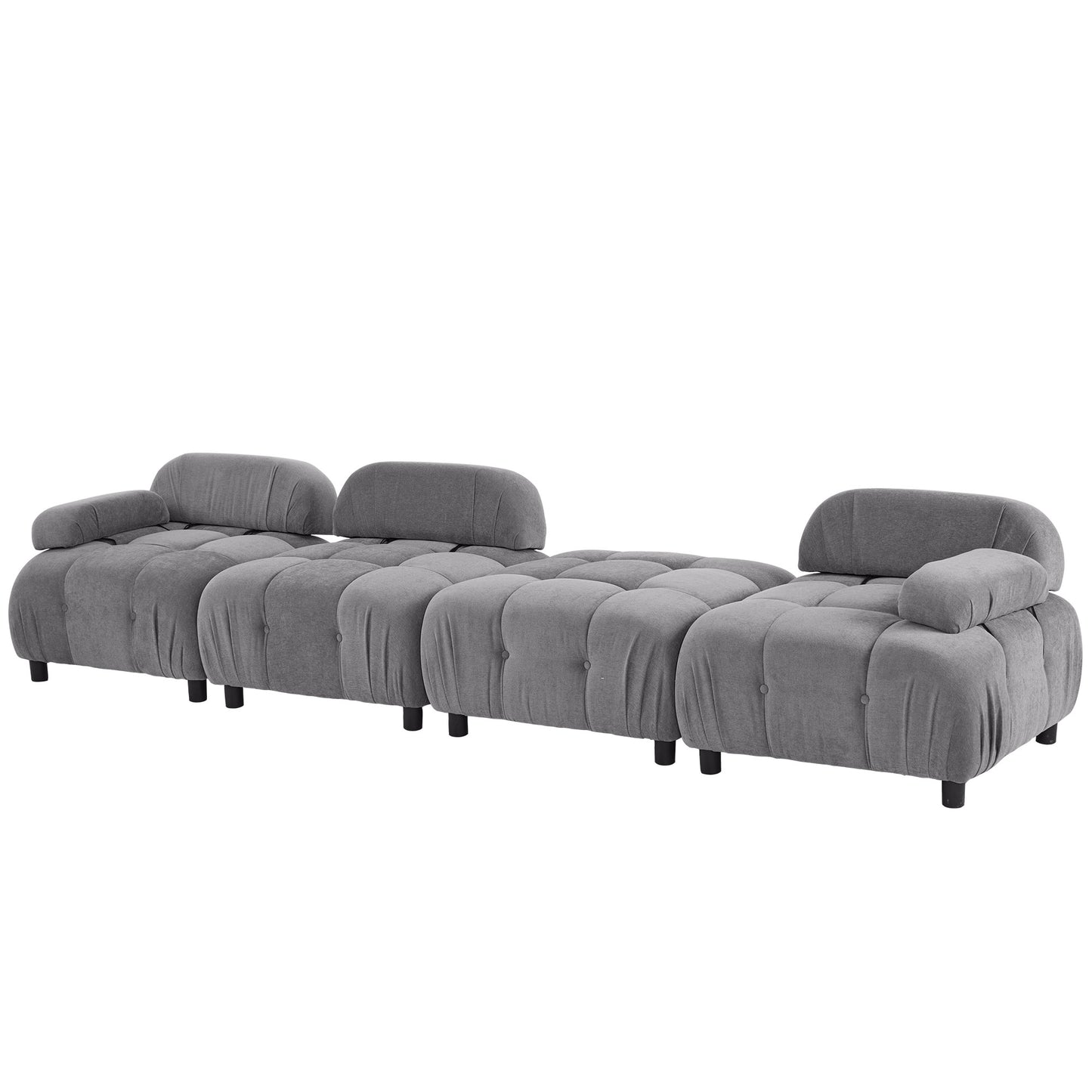 Melysen 96" Modular Convertible Sectional Sofa, Dark Grey Polyester