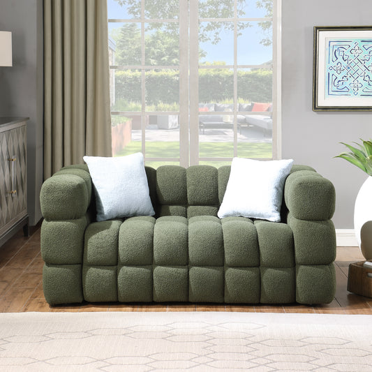 Melysen 62.2 "Modern Living Room Cotton Candy Sofa, 2-Seat Sofa, Olive Green.