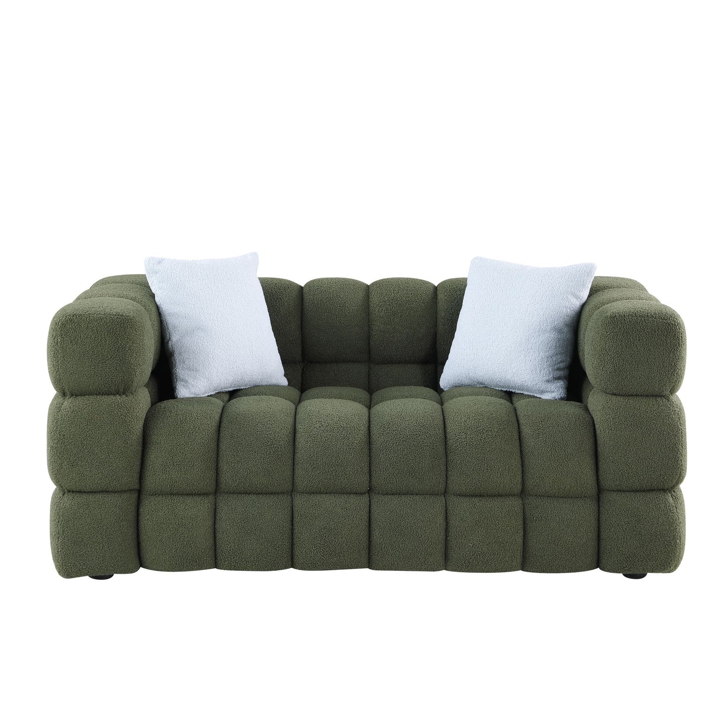 Melysen 62.2 "Modern Living Room Cotton Candy Sofa, 2-Seat Sofa, Olive Green.