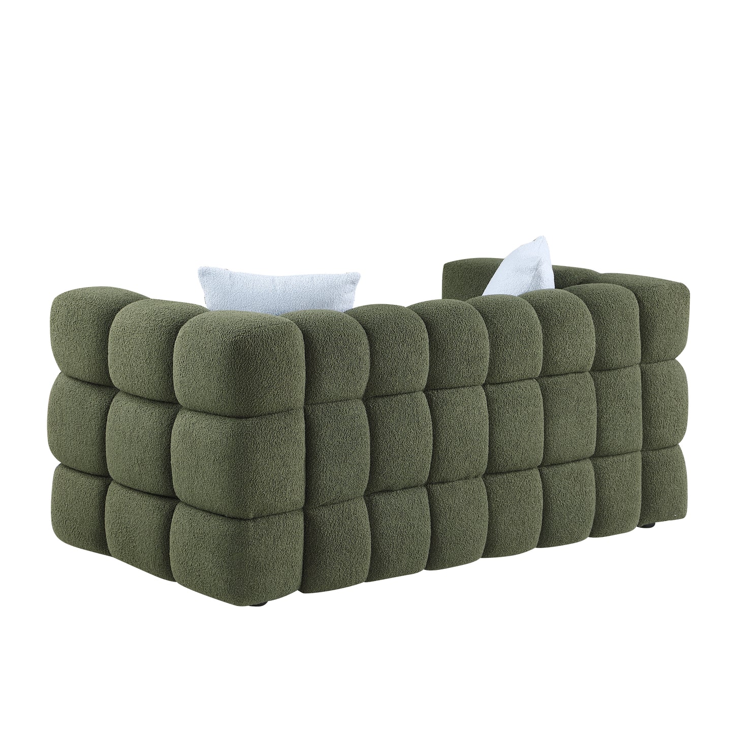 Melysen 84.3 "Modern Living Room Cotton Candy Sofa, 3-Seat Sofa, Olive Green.