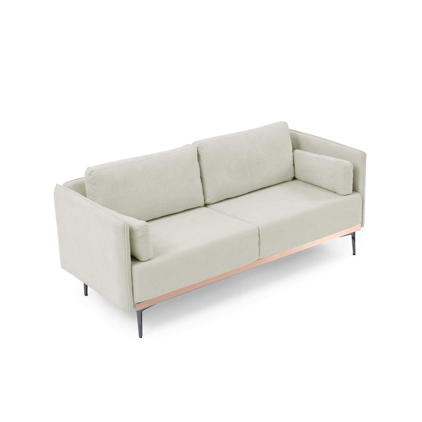 Melysen Modern Sofa 3-Seat Couch with Stainless Steel Trim and Metal Legs for Living Room