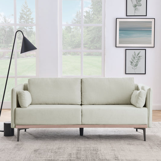 Melysen Modern Sofa 3-Seat Couch with Stainless Steel Trim and Metal Legs for Living Room