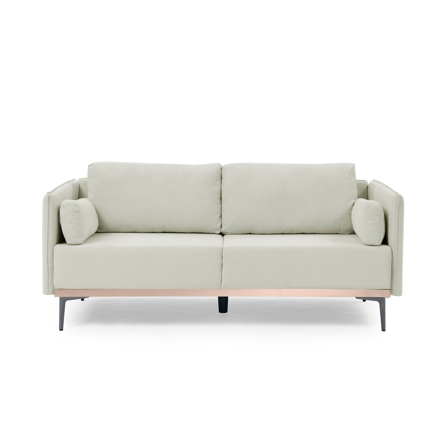 Melysen Modern Sofa 3-Seat Couch with Stainless Steel Trim and Metal Legs for Living Room