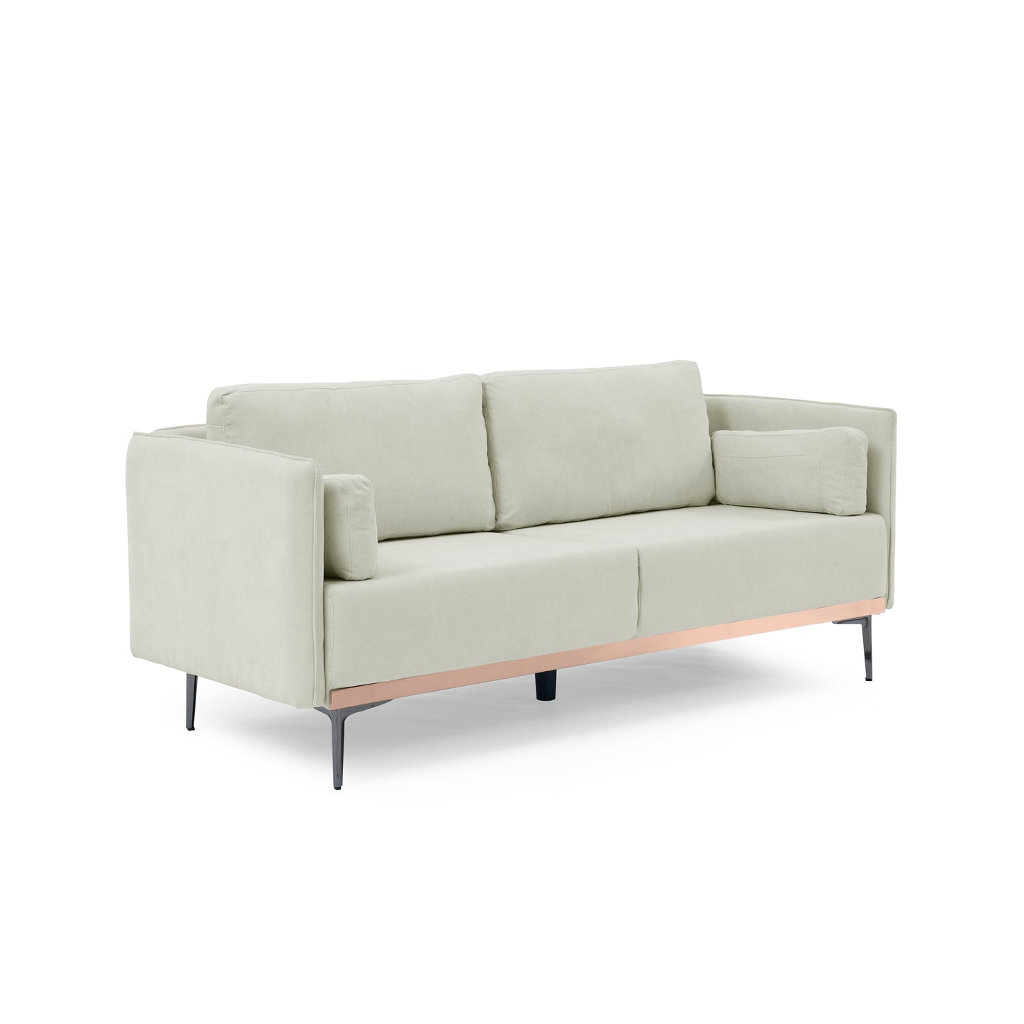 Melysen Modern Sofa 3-Seat Couch with Stainless Steel Trim and Metal Legs for Living Room