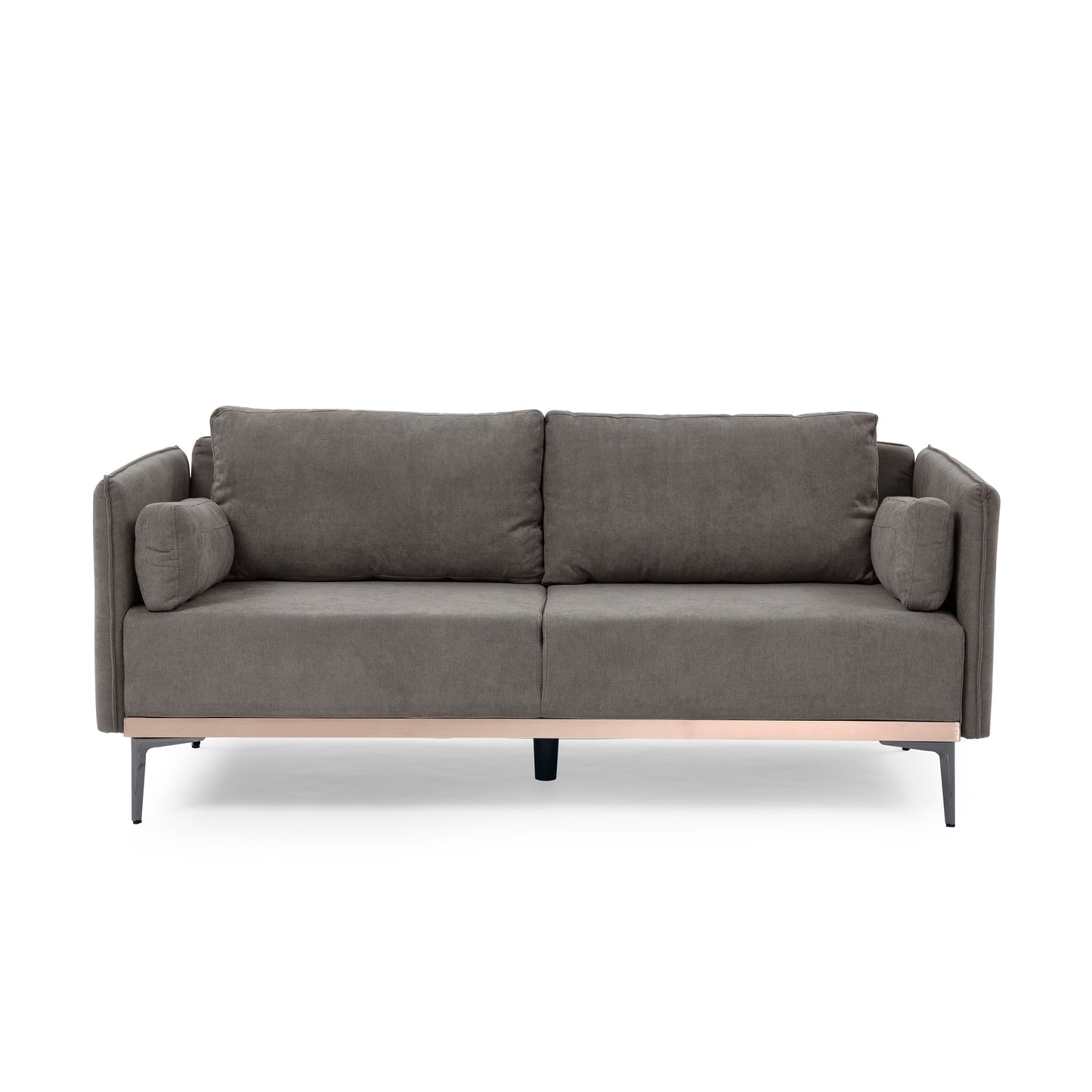 Melysen Modern Sofa 3-Seat Couch with Stainless Steel Trim and Metal Legs for Living Room