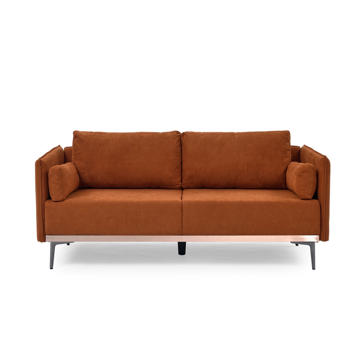 Melysen Modern Sofa 3-Seat Couch with Stainless Steel Trim and Metal Legs for Living Room