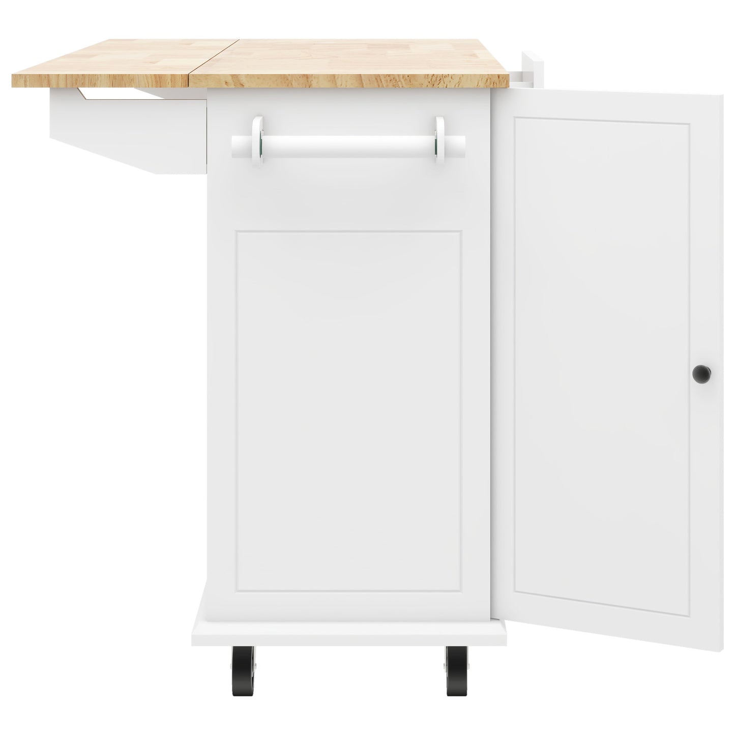 Melysen Kitchen Island with Drop Leaf, 53.9" Width Rolling Kitchen Cart on Wheels with Internal Storage Rack and 3 Tier Pull Out Cabinet Organizer, Kitchen Storage Cart with Spice Rack, Towel Rack (White)