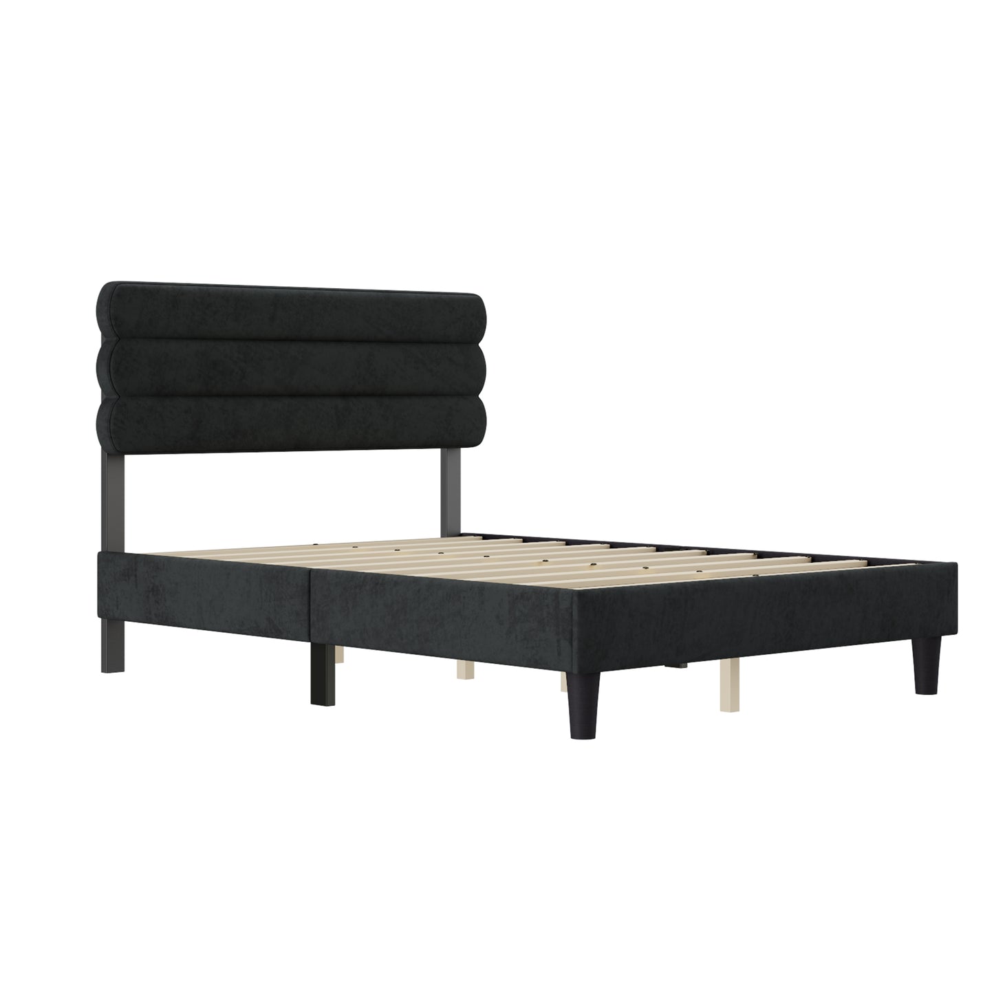 Melysen Full Bed Frame with Headboard,Sturdy Platform Bed with Wooden Slats Support,Dark Grey