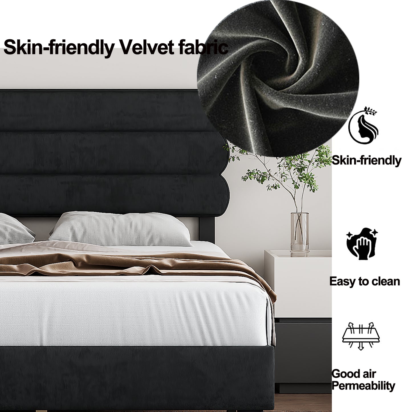 Melysen Full Bed Frame with Headboard,Sturdy Platform Bed with Wooden Slats Support,Dark Grey