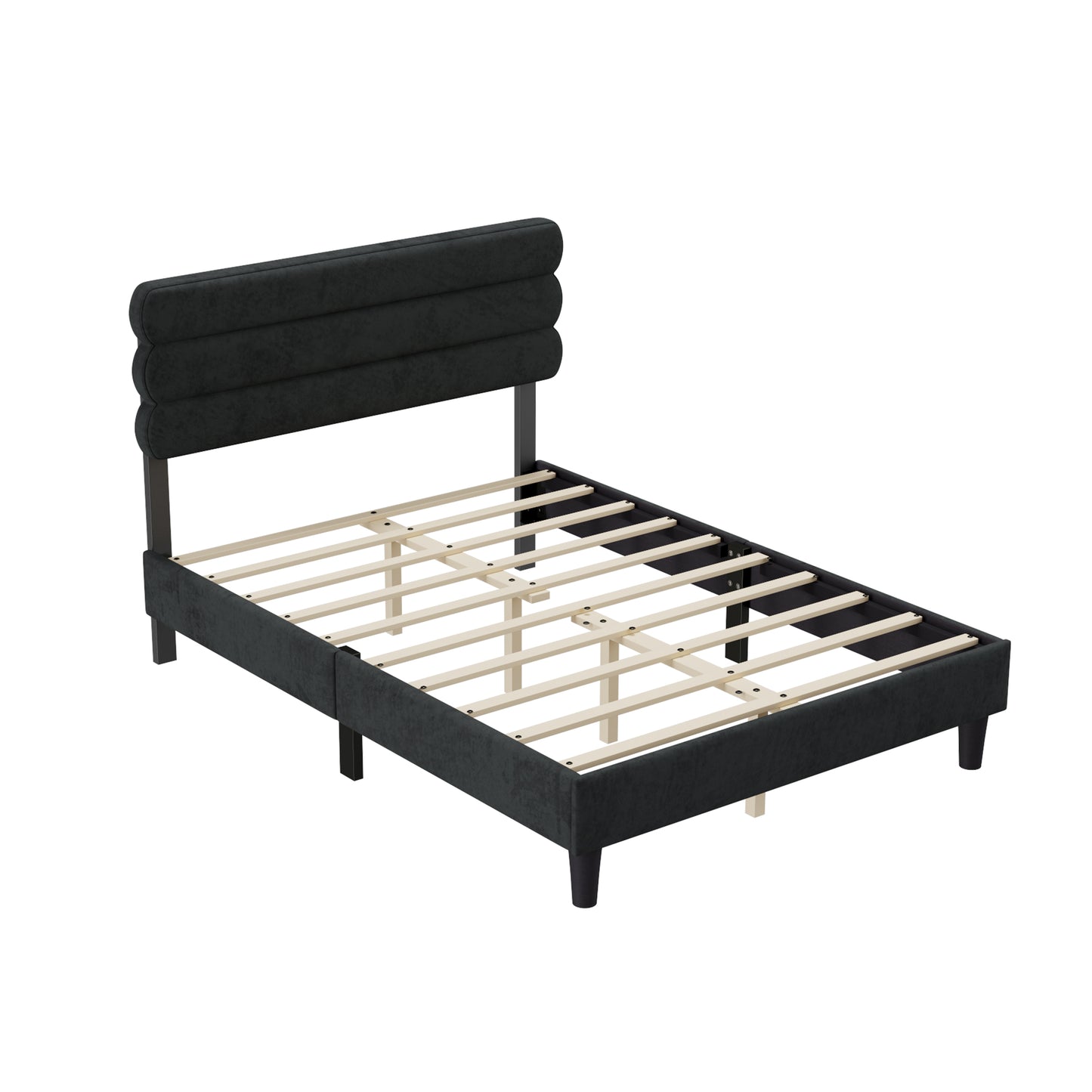 Melysen Full Bed Frame with Headboard,Sturdy Platform Bed with Wooden Slats Support,Dark Grey