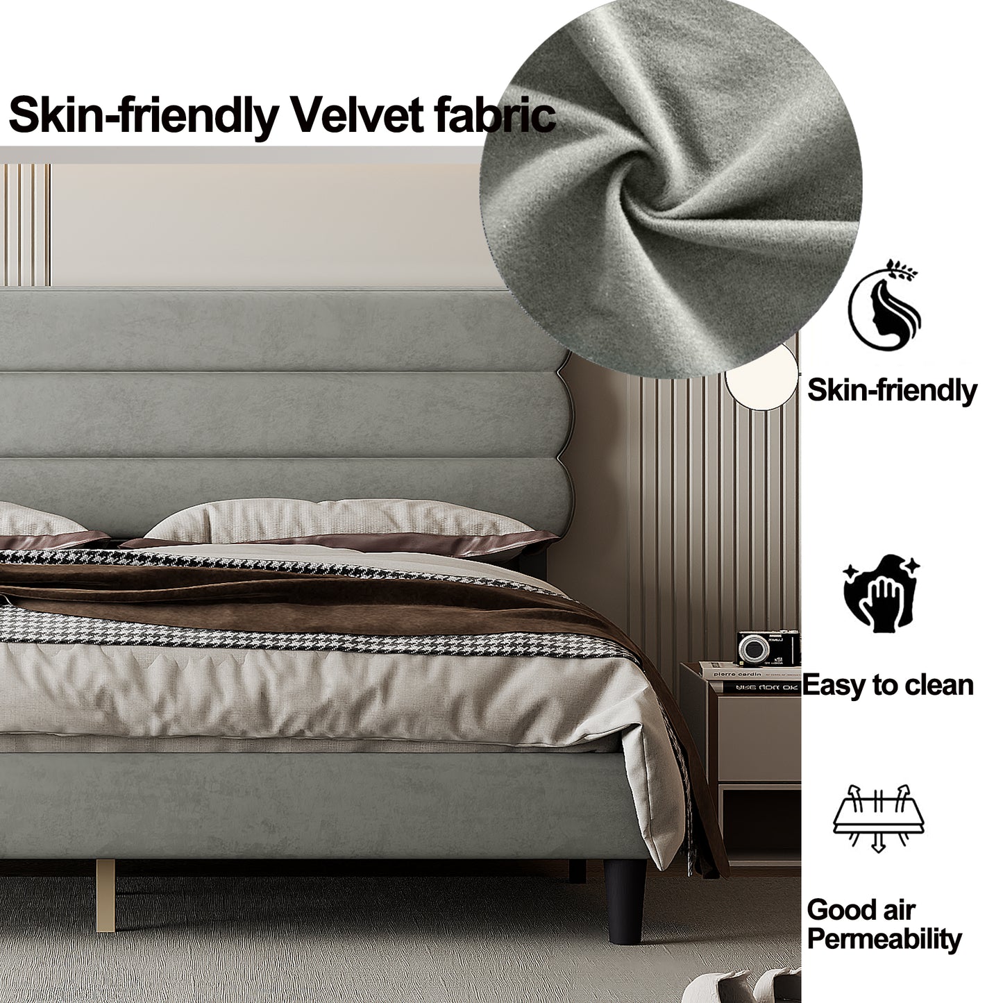 Melysen Modern Solid Platform Bed, Supported by Wooden Planks, Springless Mattress and Mattress Base, Easy to Assemble.