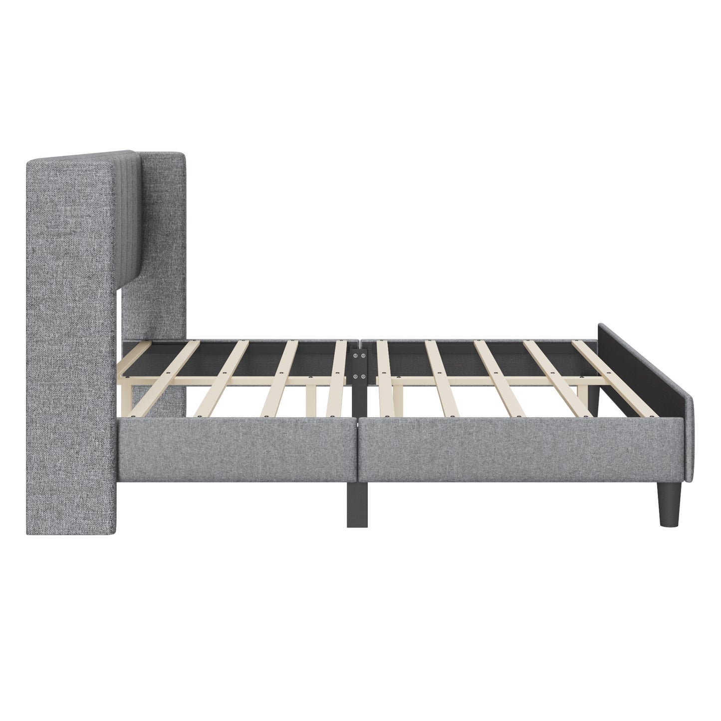 Melysen Upholstered Platform Bed Frame with Headboard,Light Grey