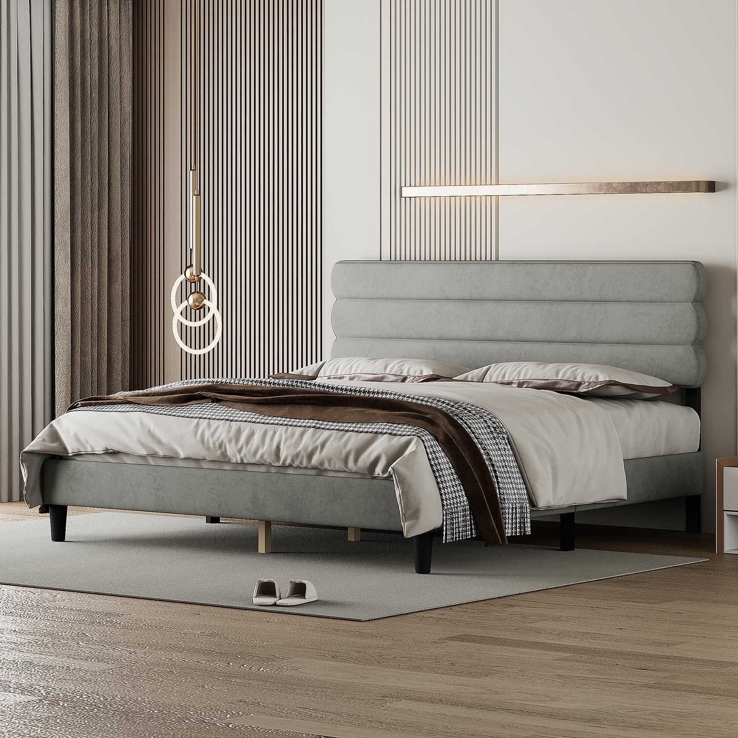 Melysen Modern Solid Platform Bed, Supported by Wooden Planks, Springless Mattress and Mattress Base, Easy to Assemble.