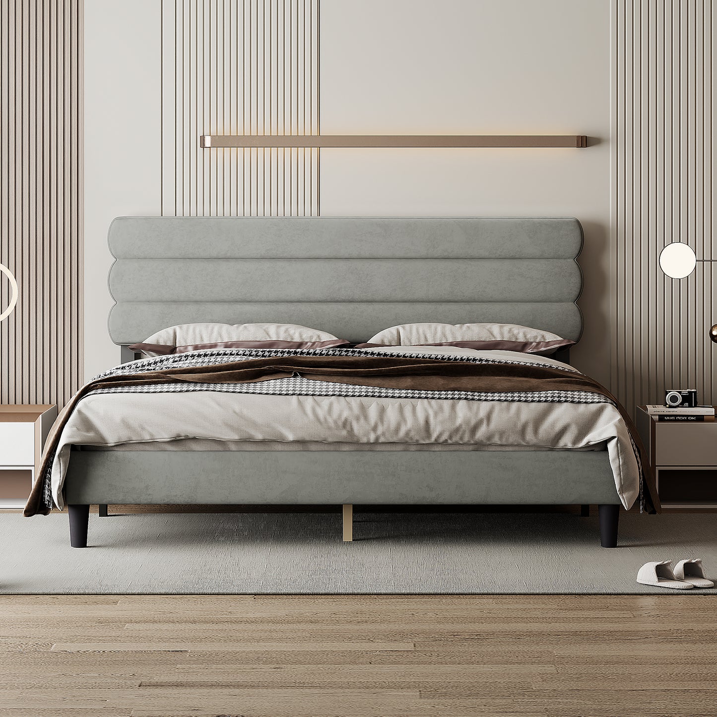 Melysen Modern Solid Platform Bed, Supported by Wooden Planks, Springless Mattress and Mattress Base, Easy to Assemble.