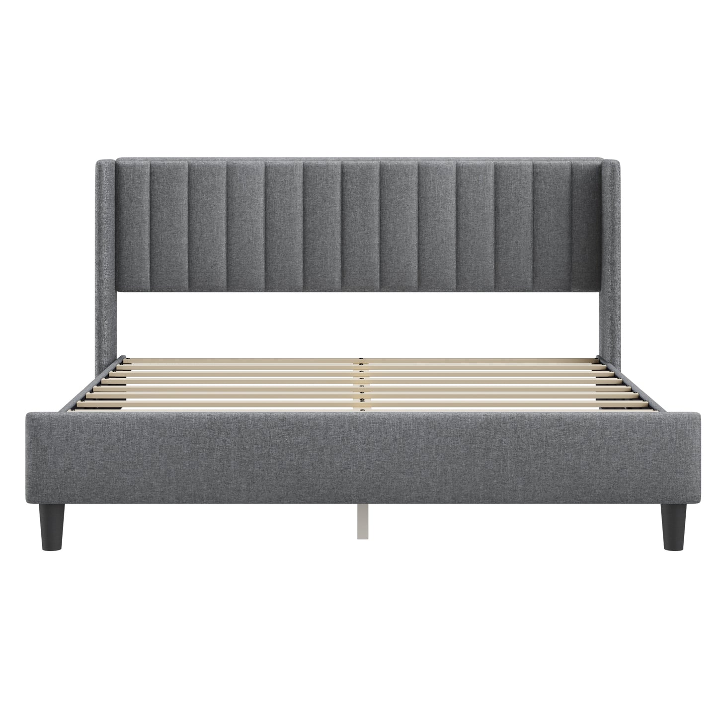 Melysen Upholstered Platform Bed Frame with Headboard,Light Grey