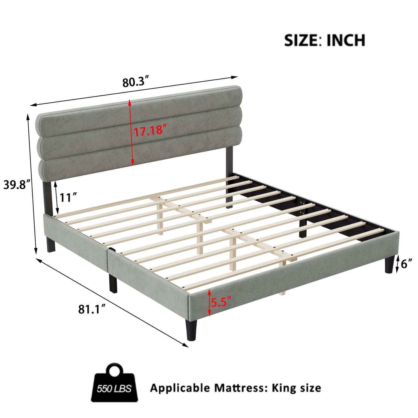 Melysen Modern Solid Platform Bed, Supported by Wooden Planks, Springless Mattress and Mattress Base, Easy to Assemble.