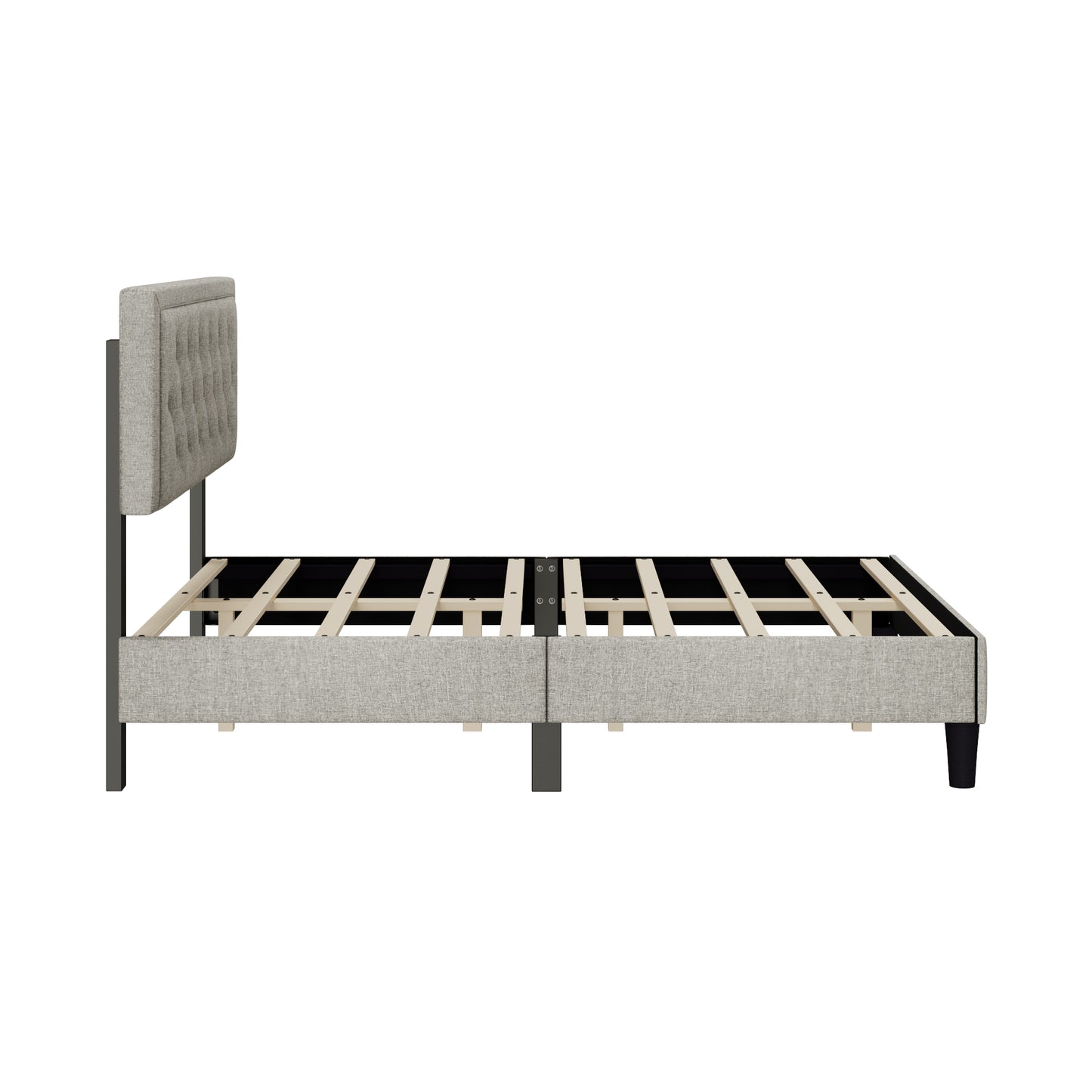 Melysen Panel Bed Frame,Linen Beige