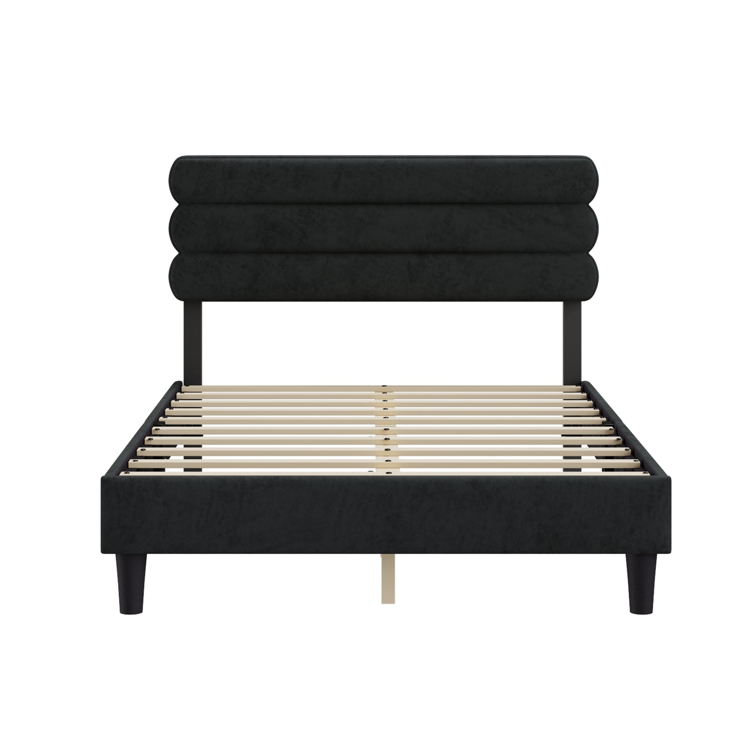 Melysen Full Bed Frame with Headboard,Sturdy Platform Bed with Wooden Slats Support,Dark Grey