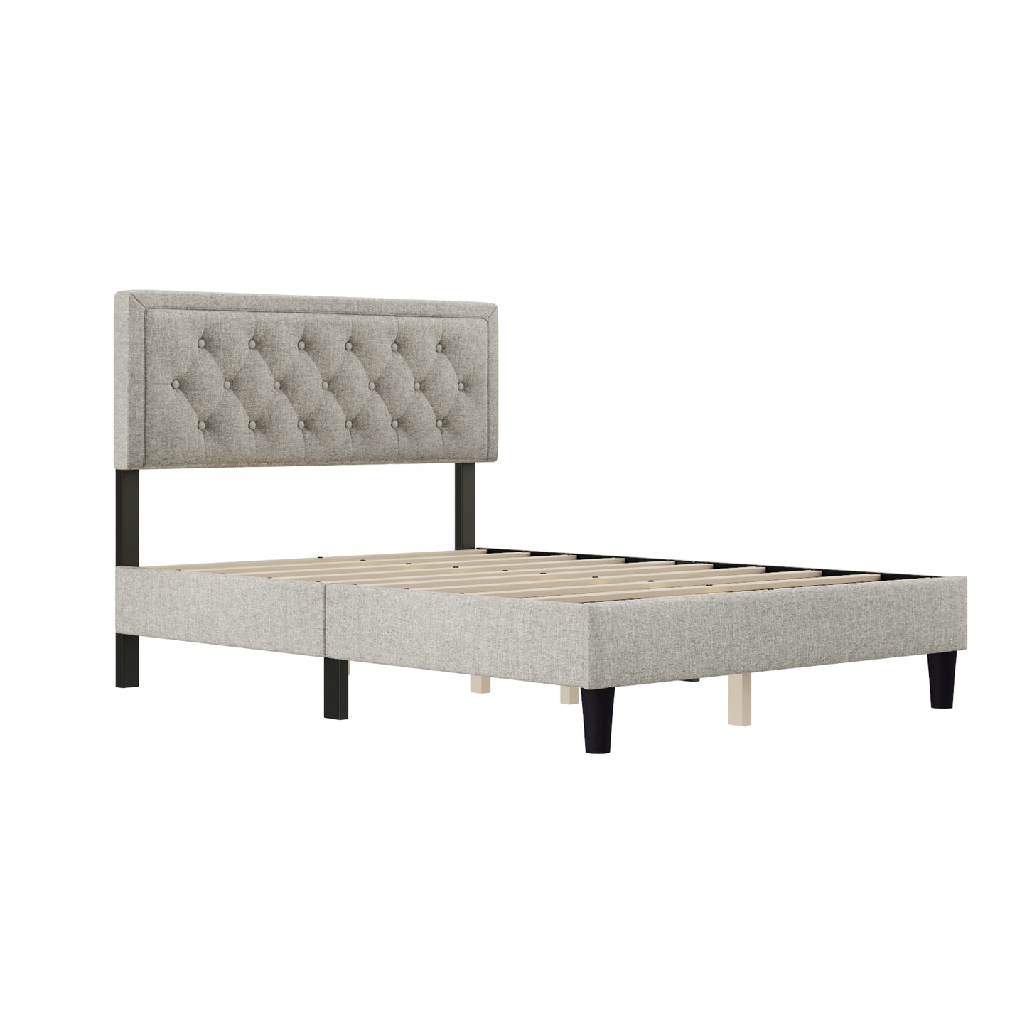 Melysen Panel Bed Frame,Linen Beige