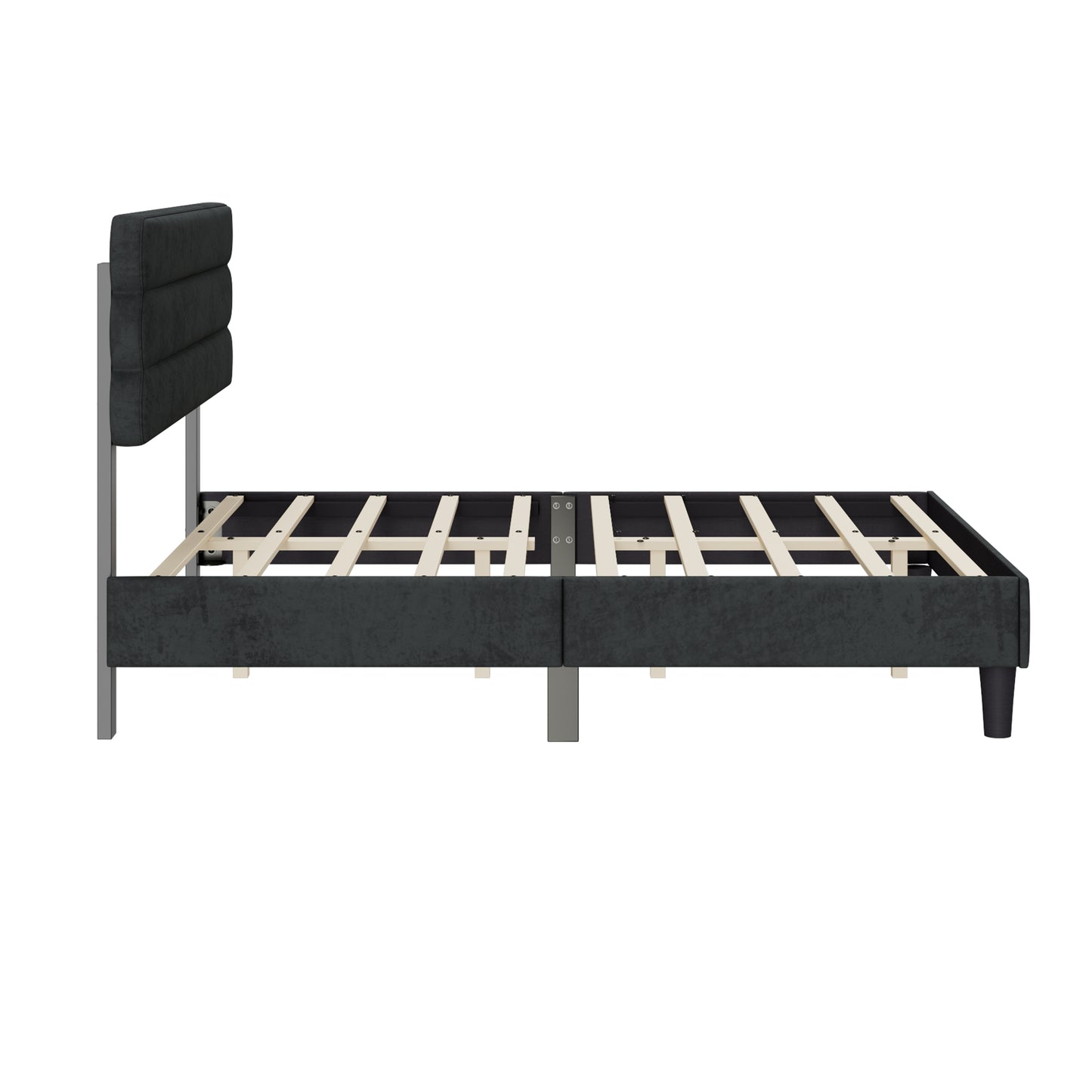 Melysen Full Bed Frame with Headboard,Sturdy Platform Bed with Wooden Slats Support,Dark Grey