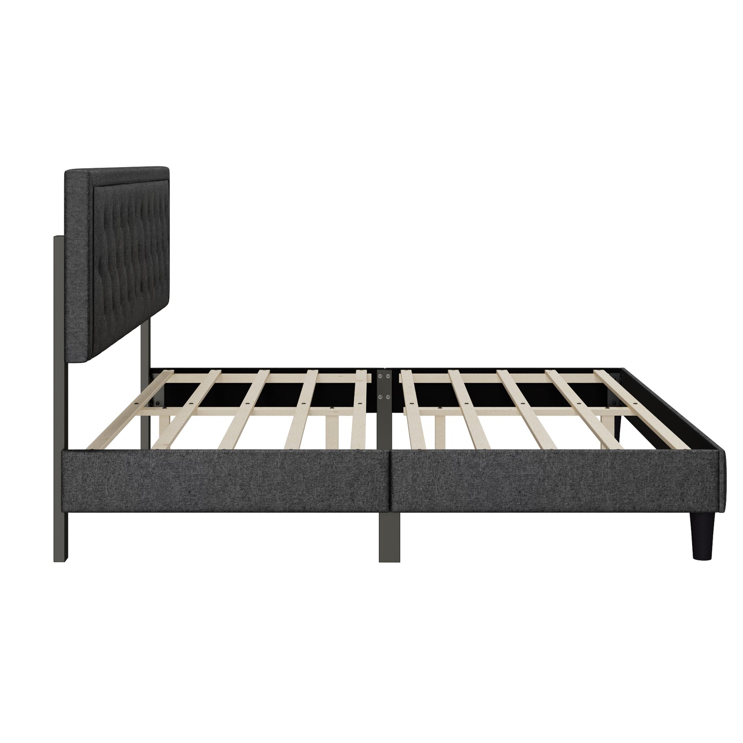 Melysen Panel Bed Frame,Dark Grey