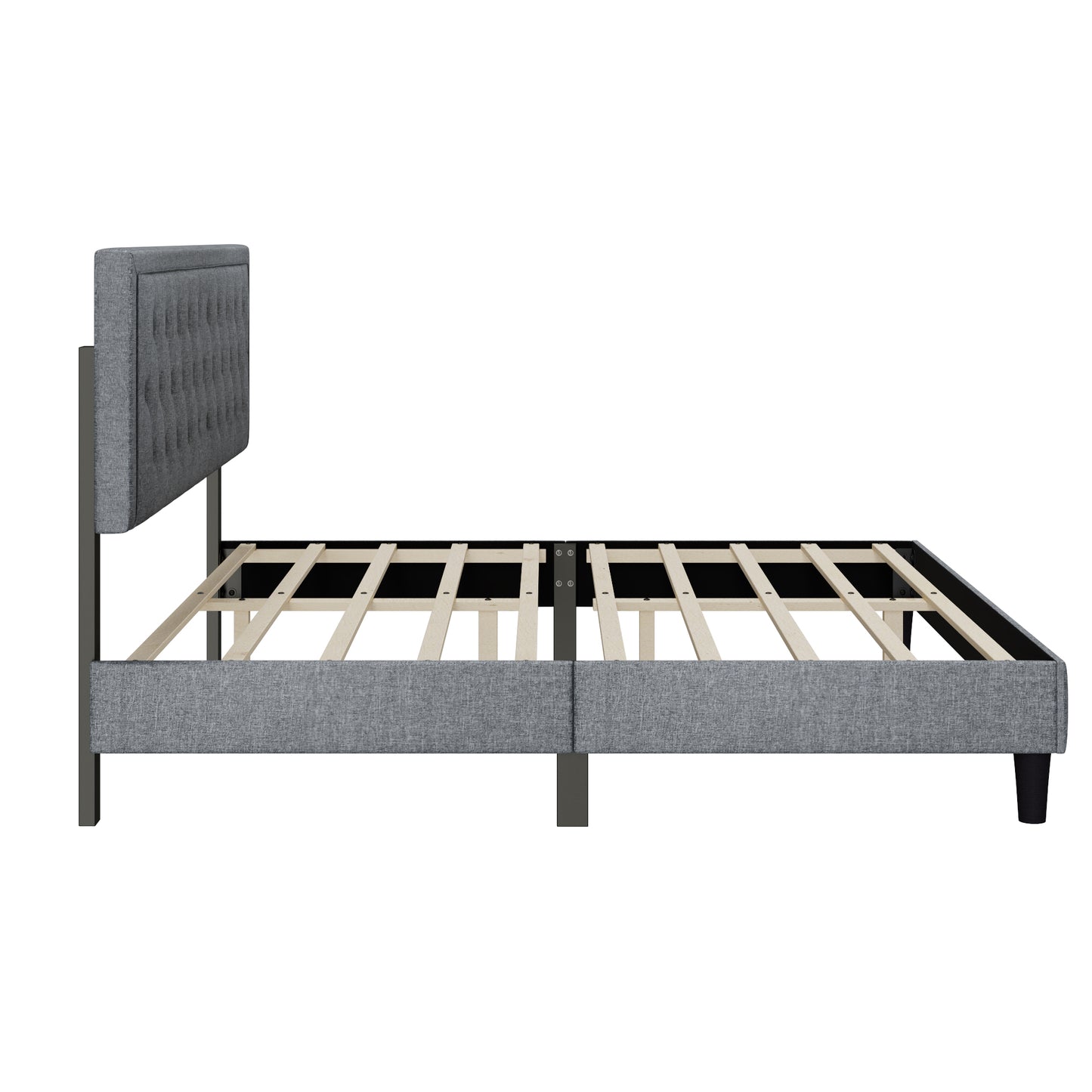 Melysen Panel Bed Frame,Light Grey