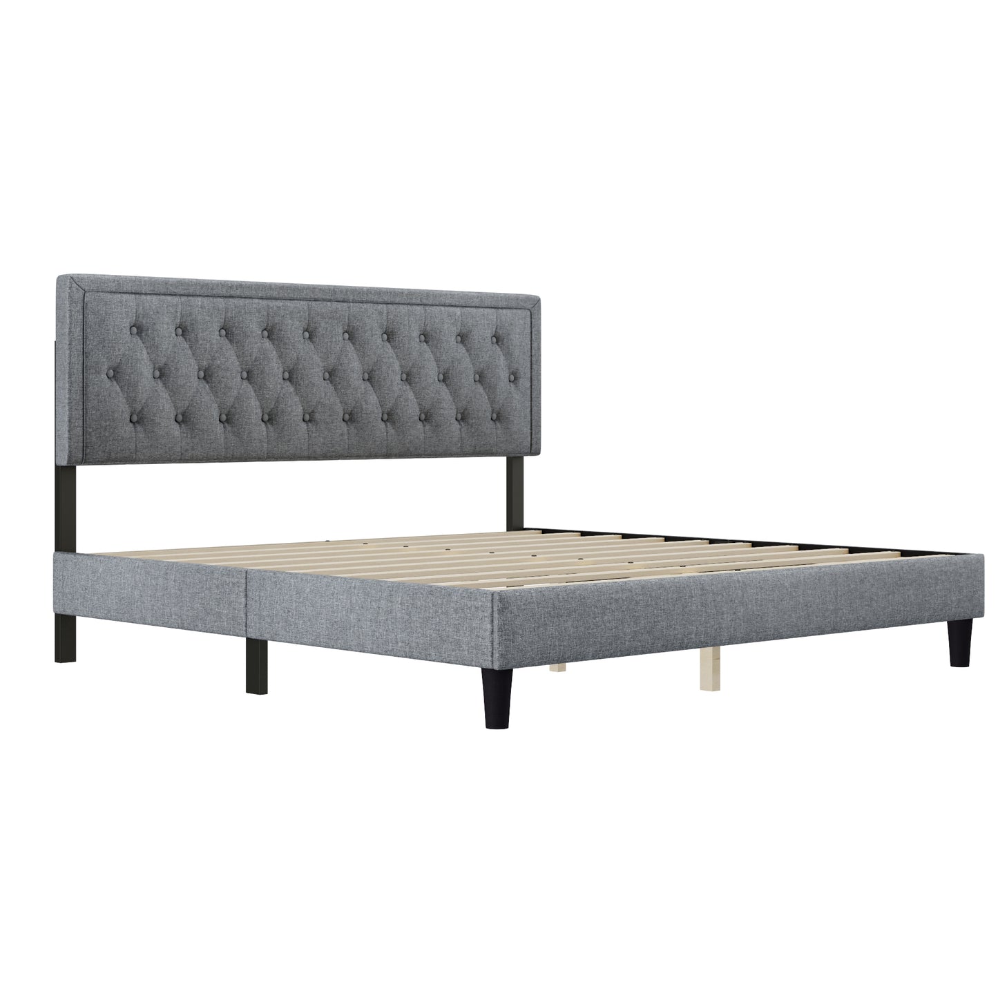 Melysen Panel Bed Frame,Light Grey