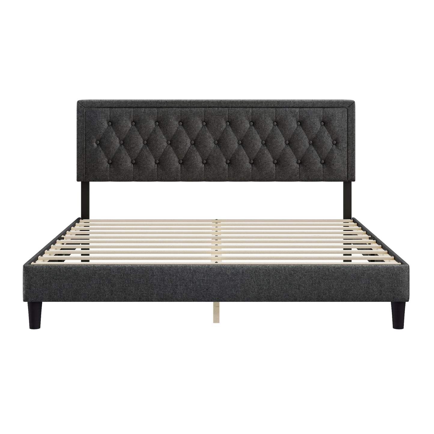 Melysen Panel Bed Frame,Dark Grey