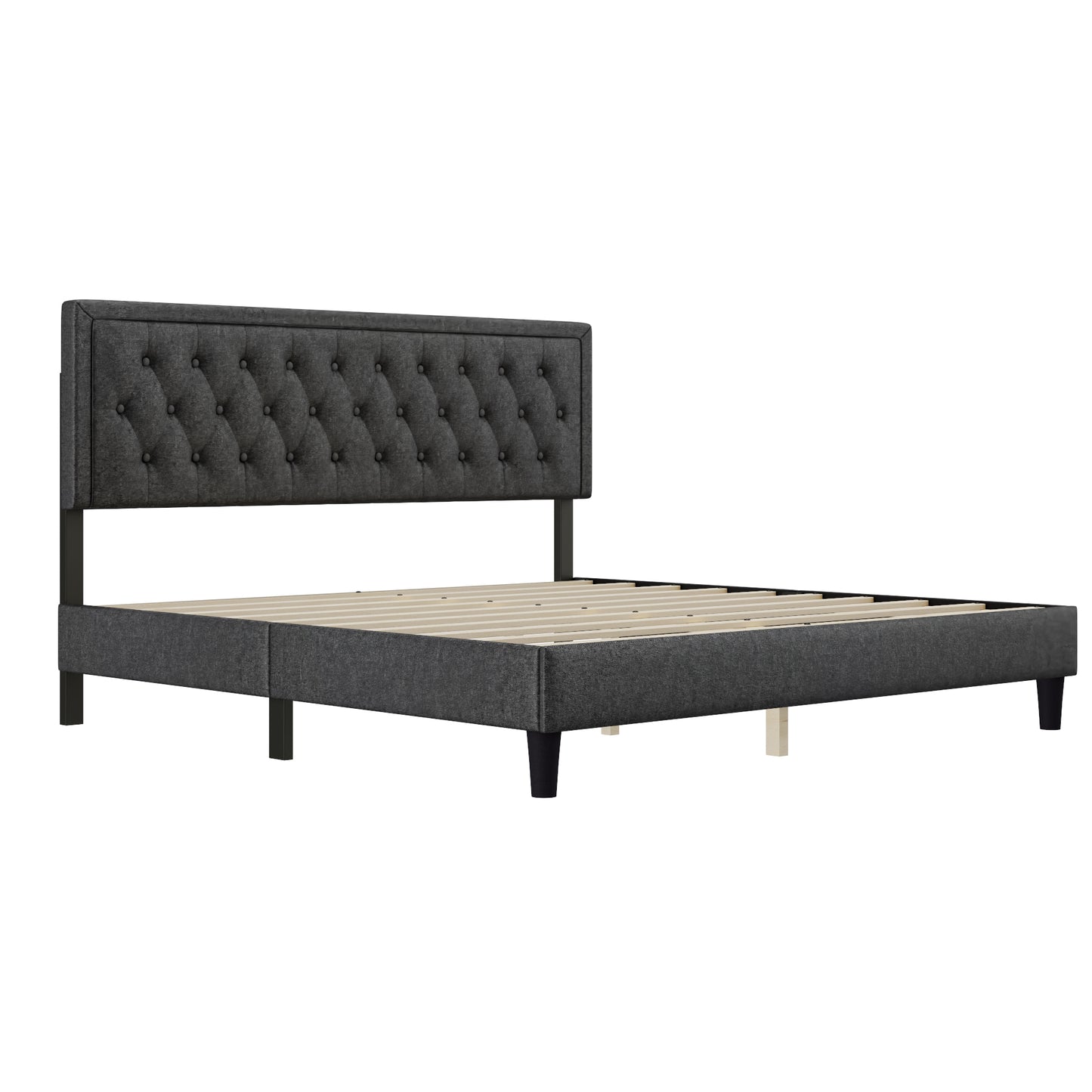 Melysen Panel Bed Frame,Dark Grey