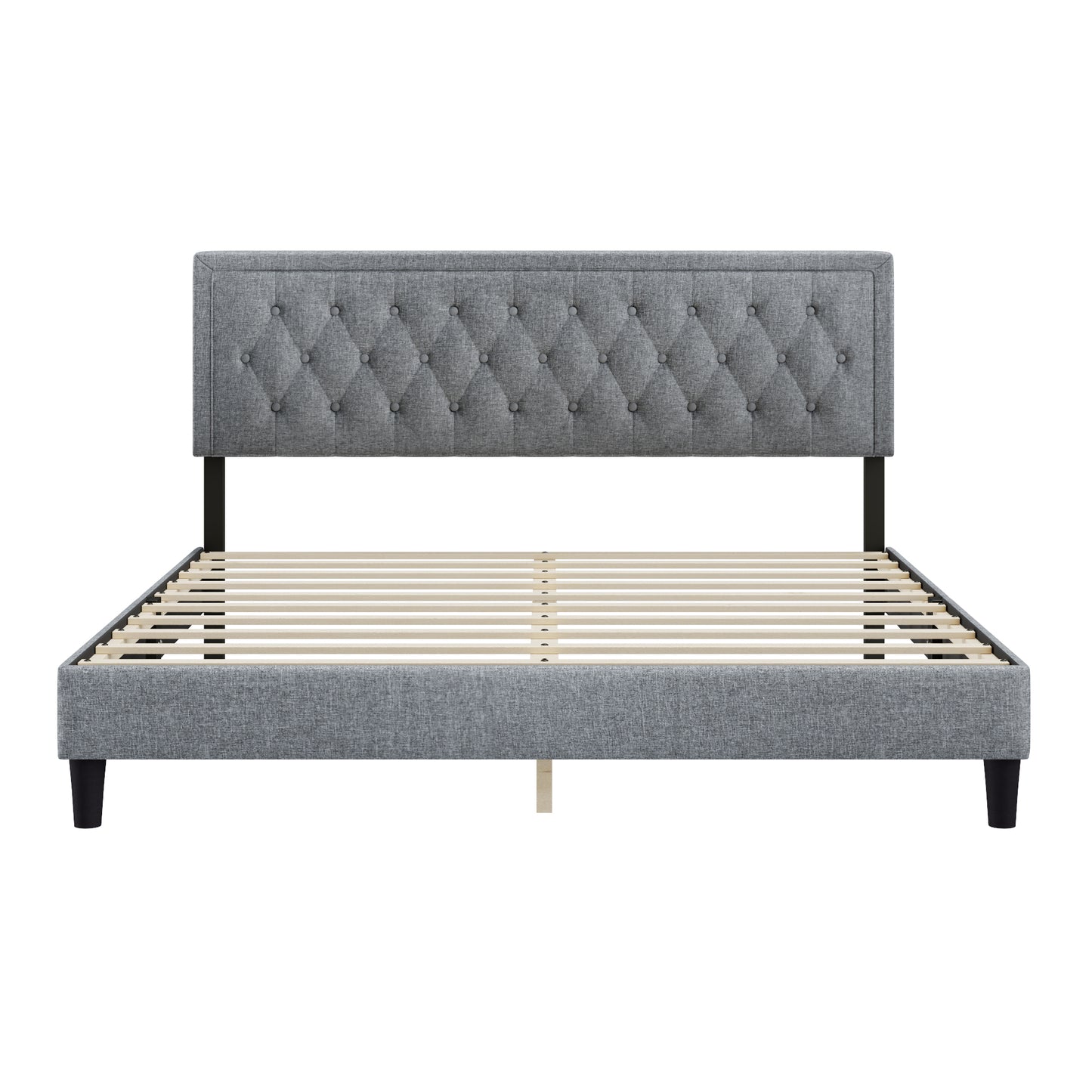 Melysen Panel Bed Frame,Light Grey