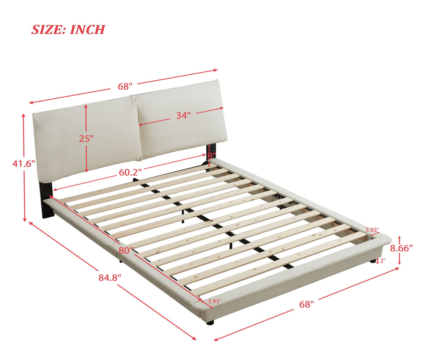 Melysen Upholstered Platform Bed with Sensor Light and Ergonomic Design Backrests