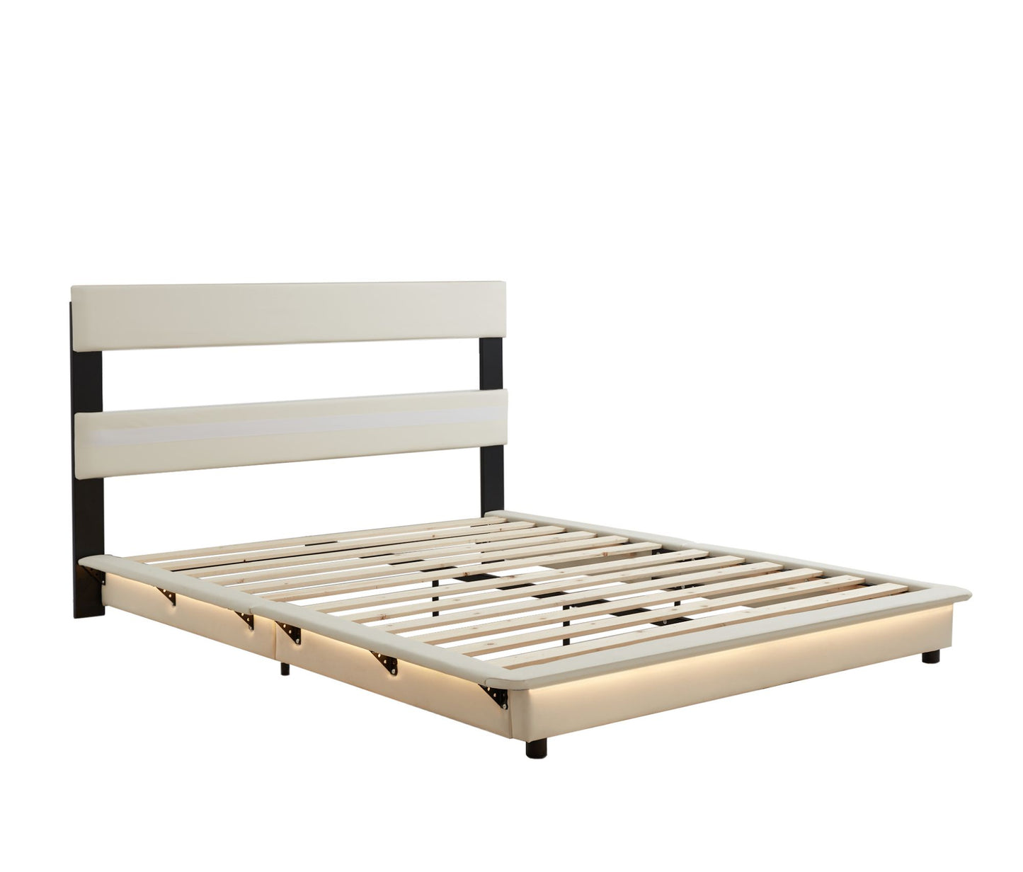 Melysen Upholstered Platform Bed with Sensor Light and Ergonomic Design Backrests